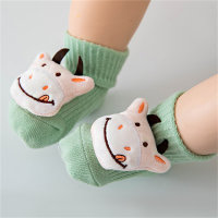 Chaussettes antidérapantes en pur coton pour bébé, décor d'animaux 3D  Vert clair