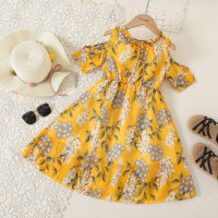 Kids Girls Summer Party Vacation Daily Floral Thin Princess Dress  Yellow