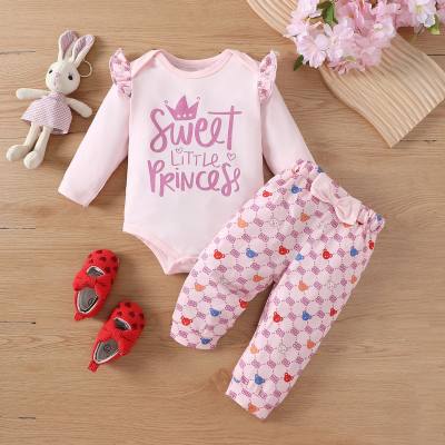 Baby girl's pink sweet little princess romper suit