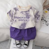 Children's clothing girls summer styles baby 1-5 years old summer clothes children's boys sports summer clothes two-piece set tie-dye print pattern  Purple
