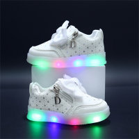 Sneaker da bambino illuminate con fiocco stampato  bianca