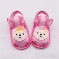 Baby solid color bear pattern soft sole sandals  Pink