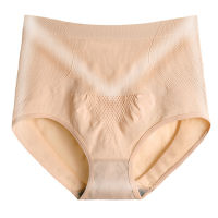 Neue Waben-Unterwäsche mit hoher Taille für Frauen nach der Geburt zum Anheben des Bauchs, bequeme, reine Baumwolle, Taillenformung im Schritt, Hüftheben, große Slips  Aprikose