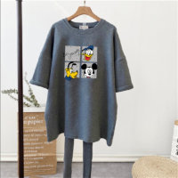 Short-sleeved T-shirt solid color casual top  Gray