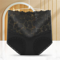 High waist pure cotton panties for women with lace, sexy, tummy-lifting, hip-lifting, seamless, large size pure cotton crotch briefs for women  Black