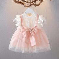 Girls summer dresses children's college style children's 2022 new style summer clothes infant princess skirt  Pink