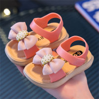 Nuevos zapatos de princesa de suela blanda para niñas, sandalias infantiles antideslizantes  Rosado