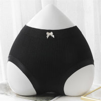 Women's pure cotton crotch graphene breathable color matching mid-waist summer thin style  Black