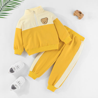 Toddler  Color Block Bear Printed Sweater & Sweatpants
