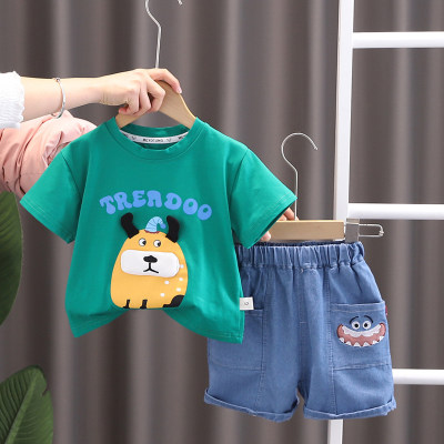 Kinder Baby niedlich bedrucktes T-Shirt Kinderanzug Großhandel 2024 Jungen Cartoon lässig kurzärmelige Shorts Kinderkleidung