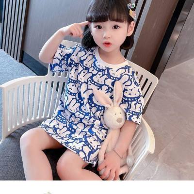 Children's short-sleeved T-shirts for boys and girls, summer clothes for infants, summer short-sleeved 2022 new style loose-fitting tops for children and middle-aged children