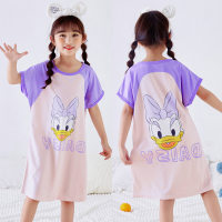 Children's Nightdress Short Sleeve Girls Cute Princess Dress Breathable Home Clothes Air Conditioning Clothes Daily Dress  Purple