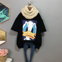 Camiseta de manga corta con estampado de dibujos animados del Pato Donald  Negro
