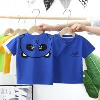 Children's short-sleeved summer new baby pure cotton girls pure cotton boys T-shirt clothes combed cotton children's clothing  Blue