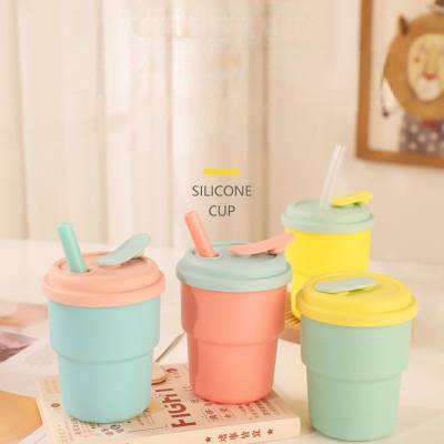 Silicone straw cup