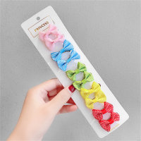 10 pcs Girls' Striped Bowknot Decor Hairpins  Multicolor