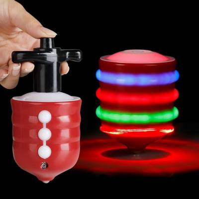 Imitation wood luminous spinning top colorful cartoon colorful flash music electronic toy children night market stall electric