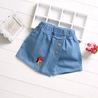 Foreign trade girls' denim shorts, summer fashion denim culottes for middle-aged and older children, children's clothing street stall supply manufacturers wholesale  Blue