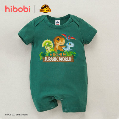 hibobi×Jurassic Baby Boy Cartoon Print Short Sleeve Cotton Jumpsuit