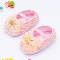 Bebé Zapatos de princesa con suela suave y lazo con purpurina  Rosado