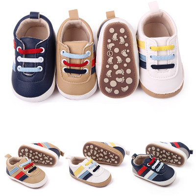 Sapatos de bebê listrados de três cores, elásticos, sapatos casuais para bebês, sola de borracha, sapatos de bebê bz2273