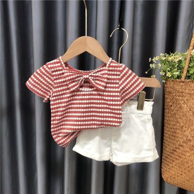 Girls Summer Clothing Set 2023 Summer New Children's Fashionable Clothes Fashionable Baby Girl Short-Sleeved Shorts Two-piece Set