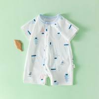 Newborn baby pure cotton one-piece harem thin summer wear pure cotton short-sleeved outdoor baby crawling suit for men and women  Multicolor