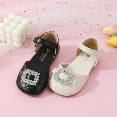 Toddler Girl Solid Color Bead Decor Velcro Sandals
