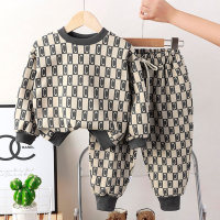 2-Piece Toddler Girl Autumn Casual Letter Print Contrast Color Stitching Long Sleeves Tops & Pants  Black