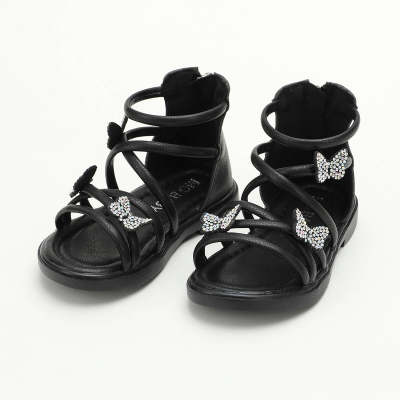 Toddler Girl Rhinestone Bow Roman Sandals