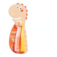 Children's soft bristle toothbrush baby primary school student cartoon dinosaur 2 pieces  Orange