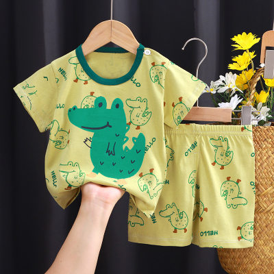 Costume d'été à manches courtes pour enfants, t-shirt en pur coton, vêtements de maison pour bébé garçon