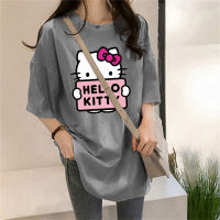 Camisetas con gráfico de Hello Kitty para niñas adolescentes  gris