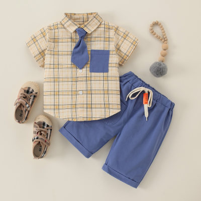 Toddler Boy Plaid Short Sleeve Shirt & Shorts