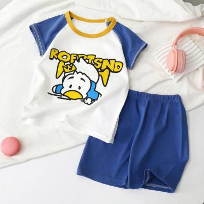 Children's short-sleeved suit summer thin boy cotton t-shirt shorts newborn baby clothes girl baby one year old