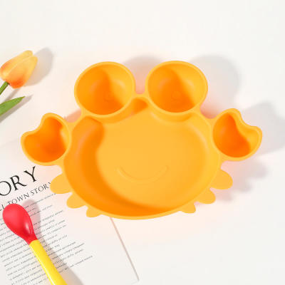 Children's silica gel plate kindergarten split plate with baby silica gel spoon fork set supplementary food crab tray