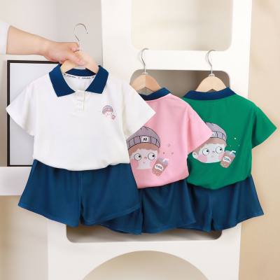 New style children's clothing summer children's suit casual loose clothes boys short-sleeved waffle baby summer