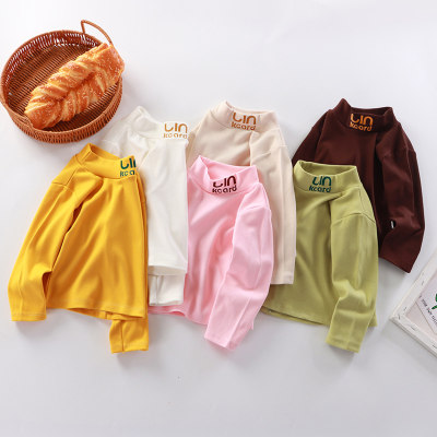 T-shirt a maniche lunghe invernale spessa e solida con stampa di lettere per bambina da bambina