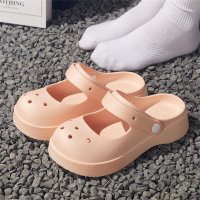 DIY Hole Shoes for Women Summer Outdoor Wearing Mary Jane Double Wear Non-slip Thick Sole  Pink