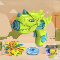 Children's toy flying saucer gyroscope dual-purpose dinosaur gun  Green