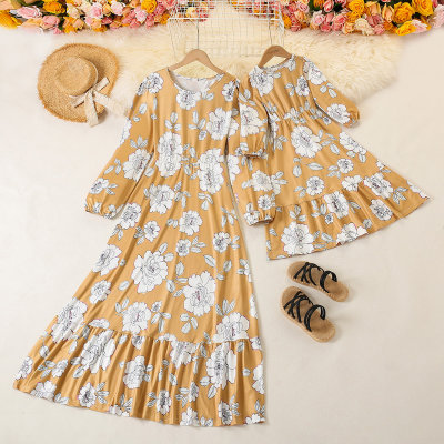 Mom Baby Clothes Floral Long-sleeve Dress