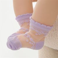 Calcetines de niña de patchwork de malla de color liso  Púrpura