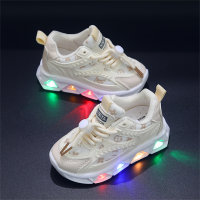 Children's LED printed mesh breathable sports shoes  Khaki