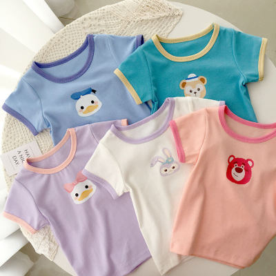 Verano de moda bebé lindo bebé niña camisetas de manga corta para niñas camisetas de verano para niños camisas de media manga con cuello redondo para niños