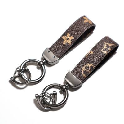 Car keychain plaid leather metal box case pendant accessories multifunctional anti-lost