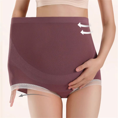 Large size maternity high waist panties, belly support, breathable, comfortable, seamless, elastic for early, middle and late pregnancy