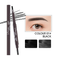 Three dimensional multi effect eyebrow pencil, double headed triangle, beginner eyebrow pencil, not easy to smudge makeup pen  Black