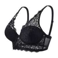 Summer thin French style lace no steel ring bra sexy breathable women's underwear push-up bra  Black