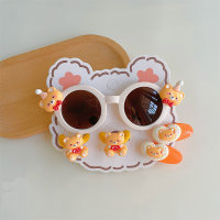 5 uds. De gafas de sol divertidas con forma de oso, juego de horquillas para bebé, gafas con montura redonda bonitas, gafas de sol anti-ultravioleta a la moda  Blanco