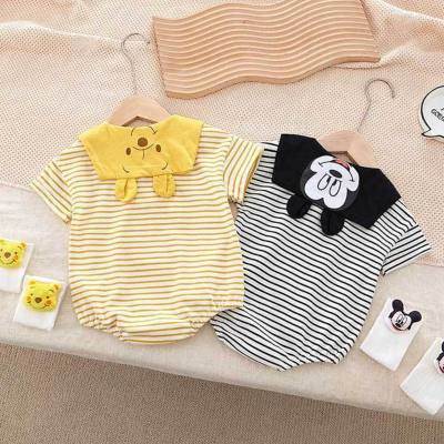 Baby jumpsuit, summer thin pure cotton short-sleeved bodysuit, male and female baby summer clothes, super cute triangle harem, cute